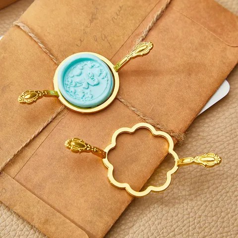 Molde de Posicionamiento de Sello de Lacre de Metal Vintage Forma de Flor Redonda Herramienta de Moldeado para Invitaciones DIY Sobres Regalos