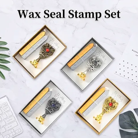 Vintage Europäisches Siegellack Stempel Set Retro Relief Drache Metall Griff Mit Strass Einlage Geschenkbox Set Für Umschläge Einladungen