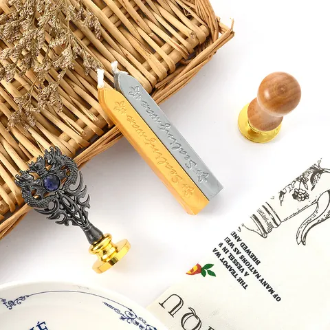 Vintage Europäisches Siegellack Stempel Set Retro Relief Drache Metall Griff Mit Strass Einlage Geschenkbox Set Für Umschläge Einladungen
