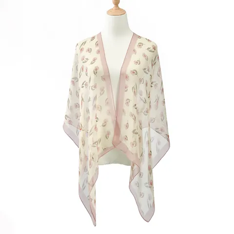 Dames Elegante Polyester Sjaal Met Bloemenprint Lange Georgette Chiffon Zonwering Sjaal Lichtgewicht Reizen Decoratieve Accessoires