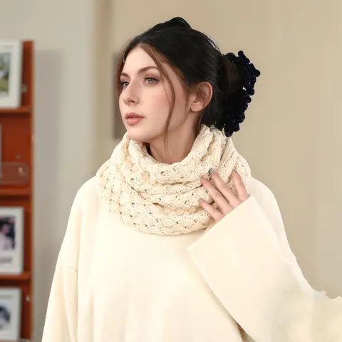 Winter Warm Gestrickter Halswärmer Für Herren Damen Einfarbig Verdickte Mode Schal Casual Kälteschutz Rundschal