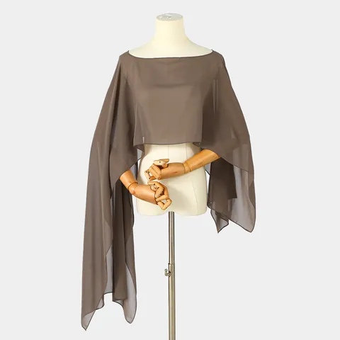 Women's Solid Color Chiffon Shawl Cape Fashion Round Neck Lightweight Elegant Breathable Wrap For Wedding Party Accessories