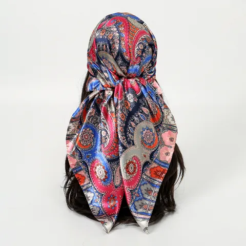 Femmes Mode Vintage Paisley Satin Foulard Carre Foulard Chic Bandeau De Cheveux Pour Trajet Quotidien Et Style Elegant