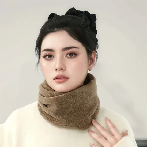 Calentador de Cuello Multifuncional de Forro Polar para Mujer Gorro Beanie Cálido Invierno A Prueba de Viento Color Sólido Accesorio Exterior