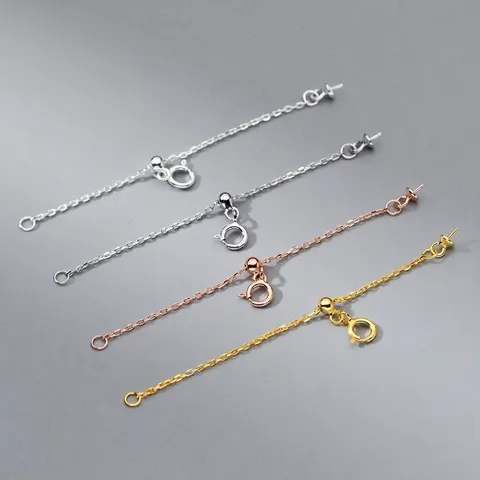 925 Sterling Silver Cross Chain Extender Adjustable Tail Chain DIY Jewelry Findings For Necklace Bracelet Making Accessories