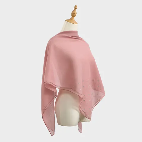 Dames Zomer Ademend Polyester Vierkante Sjaal Elegant Strass Patroon Doorschijnende Sjaal Veelzijdige Zonbescherming Omslagdoek