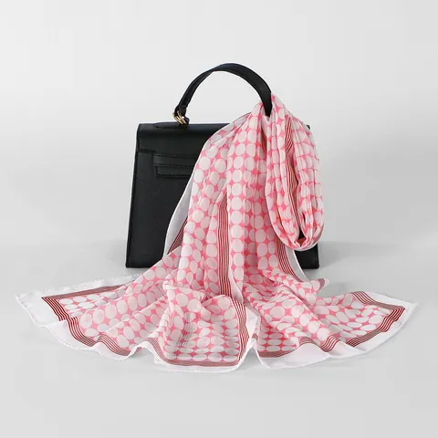Dames Mode Chiffon Lange Sjaal Elegant Polka Dot Bedrukt Lichtgewicht Zonbescherming Sjaal Veelzijdige Wrap Halssjaal