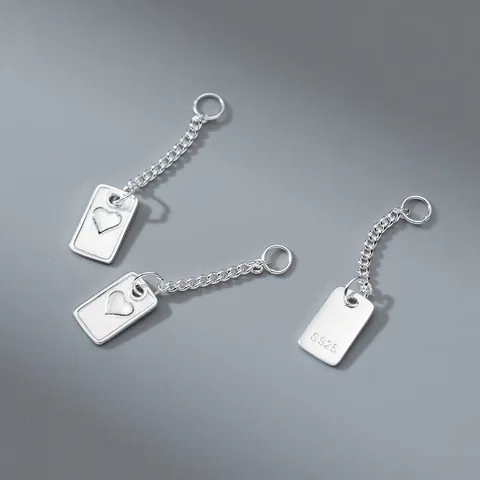 S925 Sterlingsilber Herzmuster Quadratische Platte Anhänger Ohne Kette Handgemacht DIY Armband Quaste Zubehör Schmuck Zubehör