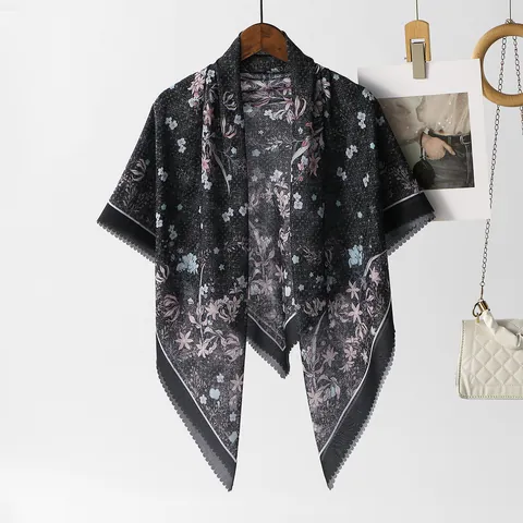 Zomer Bali-Gaas Bedrukte Vierkante Sjaal Voor Dames Mode Bloemen Stippen Verloop Sjaal Hoofddoek Elegante Lichtgewicht Sjaal