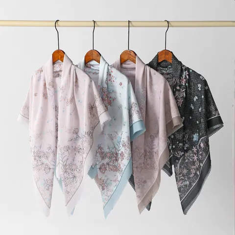 Zomer Bali-Gaas Bedrukte Vierkante Sjaal Voor Dames Mode Bloemen Stippen Verloop Sjaal Hoofddoek Elegante Lichtgewicht Sjaal