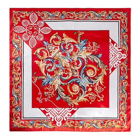 Foulard Quadrato in Raso Stile Barocco da Donna Vintage Romano Nero Oro Stampato Sciarpa per la Testa Scialle Protezione Solare Bandana