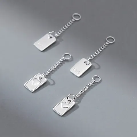 S925 Sterlingsilber Herzmuster Quadratische Platte Anhänger Ohne Kette Handgemacht DIY Armband Quaste Zubehör Schmuck Zubehör