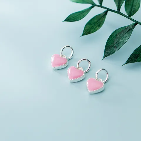 Ciondolo a Cuore in Argento Sterling 925 Dolce Smalto Forma di Amore Pendente per Fai da Te Piccolo Ciondolo Cuore Senza Catena Accessori