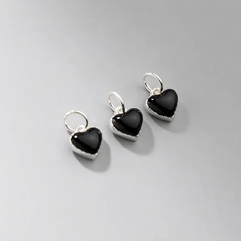 Ciondolo a Cuore in Argento Sterling 925 Dolce Smalto Forma di Amore Pendente per Fai da Te Piccolo Ciondolo Cuore Senza Catena Accessori