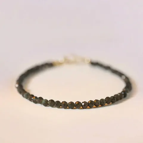 Vintage Minimalistisch 3mm Facettiertes Regenbogenauge Obsidian Perlenarmband Für Damen Personalisiertes Design Kristall Handschmuck