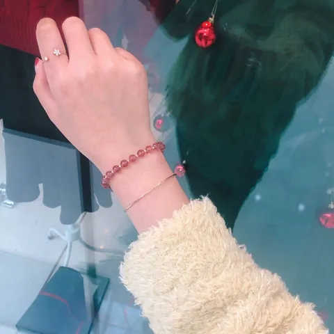 Natural Strawberry Quartz Moonstone Beaded Bracelet For Women Niche Design Girly Style Crystal Stone Valentine Jewelry Gift
