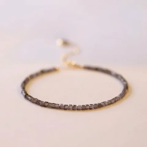 Handmade Natural Silver Obsidian Ultra Thin Bracelet Gold Filled Beads Adjustable Heart Charm Jewelry Gift For Women