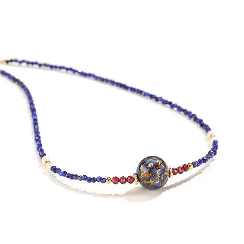 New Chinese Style 925 Sterling Silver Freshwater Pearl Lacquer Bead Necklace For Women Black Spinel Crystal Beaded Necklace Retro Jewelry