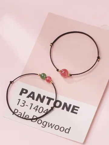 Hand-woven Minimalist Strawberry Quartz Bracelet For Women Natural Stone Bead Adjustable Rope Mori Style Friendship Jewelry Gift