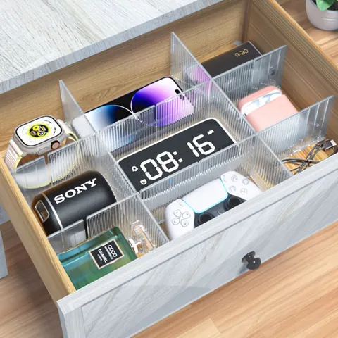 Adjustable Transparent Drawer Dividers Ribbed PET Storage Organizer For Kitchen Makeup Clothes Wardrobe DIY Separator
