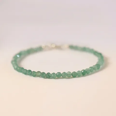 Vintage Aventurin Jade Facettierte Perle Armband Minimalistisch Naturstein Schmuck Für Damen Grün Vergoldeter Verschluss Eleganter Schmuck