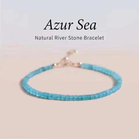 Sierlijke Natuurlijke Amazoniet Armband 14K Gold Filled Hart Hanger Verstelbare Kralen Sieraden Voor Vrouwen Meisjes Cadeau