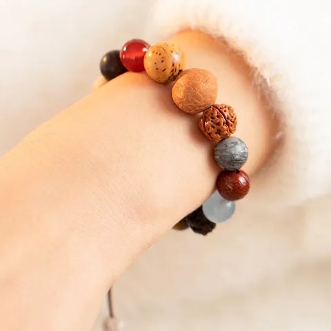 18 Seeds Buddhist Prayer Beads Bracelet Sandalwood Bodhi Natural Stone New Chinese Style Zen Hand Chain Jewelry Gift