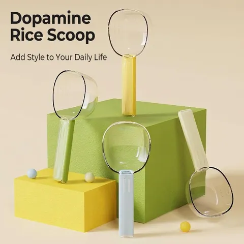 Multi-functional Rice Scoop With Food Sealing Clip Handle Transparent Measuring Cup Grain Flour Shovel Kitchen Tool