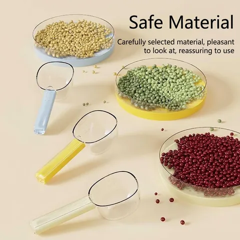 Multi-functional Rice Scoop With Food Sealing Clip Handle Transparent Measuring Cup Grain Flour Shovel Kitchen Tool