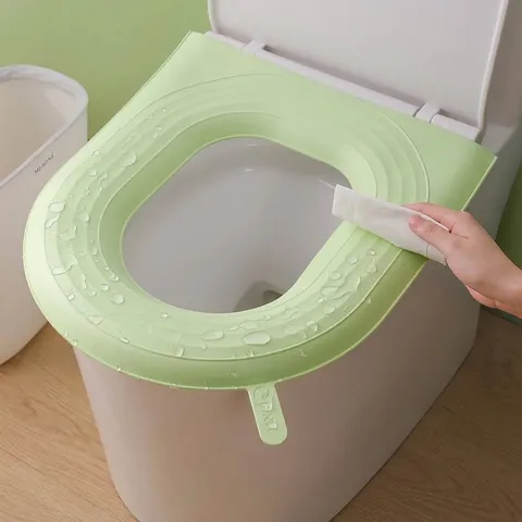 EVA Wasserdicht WC-Sitzbezug Mit Griff Waschbar Schaum Badezimmer Toilettenmatte Kissenpolster Und Rückenlehne Für Alle Jahreszeiten
