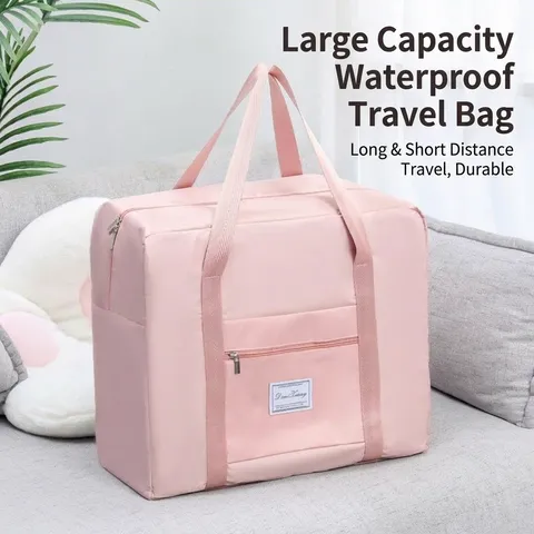 Large Capacity Oxford Cloth Travel Bag Waterproof Foldable Moving Bag For Travel Business Trip Gym Storage With Trolley Sleeve Unisex