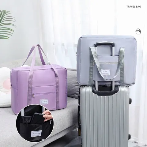 Large Capacity Oxford Cloth Travel Bag Waterproof Foldable Moving Bag For Travel Business Trip Gym Storage With Trolley Sleeve Unisex