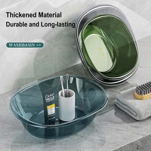 Thickened Transparent Plastic Wash Basin Stackable Polypropylene Laundry Basin For Face Vegetable Washing Bathroom Kitchen Home Household Use