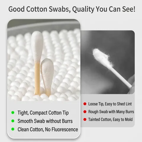Disposable Double Head Cotton Swabs With Natural Bamboo Sticks And Absorbent Cotton For Makeup Cleaning Ear Care Home Use