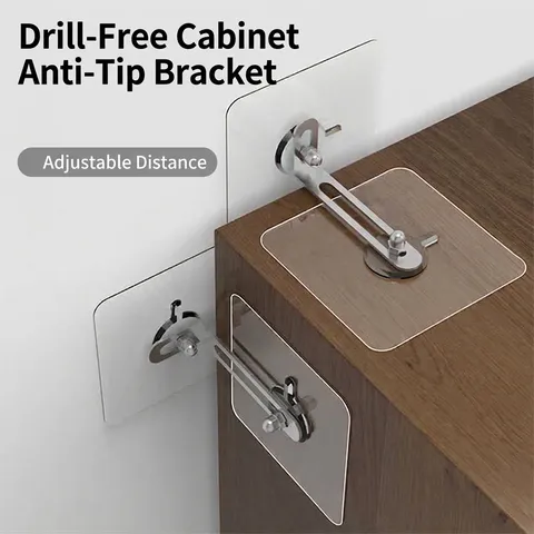 Punch-Free Furniture Anti-Tip Device Adjustable Cabinet Anchors Safety Wall Straps For Bookcase Wardrobe Home Protection