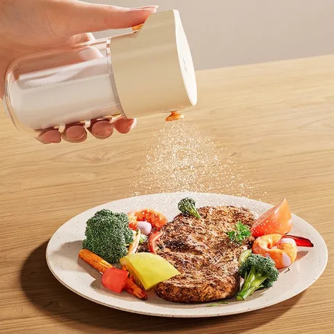 Quantitative Salt Shaker Glass Condiment Bottle Press Type Precise Dosage Seasoning Storage Jar For Home Kitchen Cooking