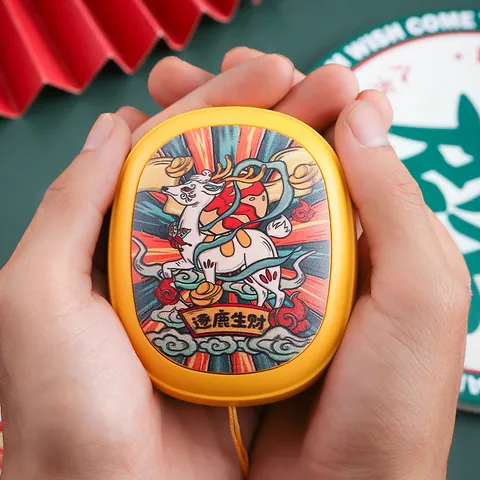 Portable USB Rechargeable Hand Warmer Electric Pocket Heater With Tassel Guochao Cartoon Illustration Design New Year Winter Gift For Unisex