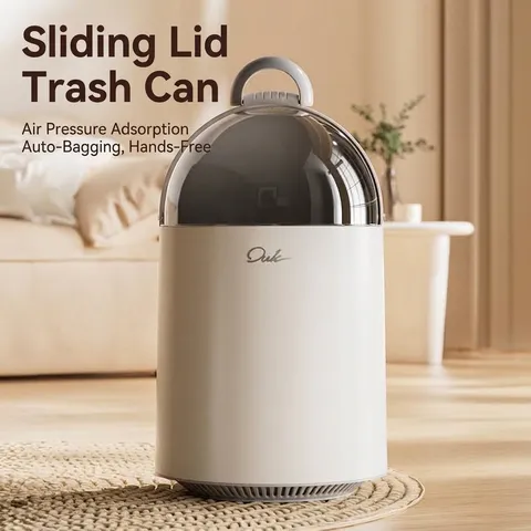 Modern Minimalistischer Schiebedeckel Mülleimer Mit Tragbarem Griff Große Kapazität Automatische Beuteladsorption Abfalleimer Für Haushalt Küche Badezimmer Schreibtisch