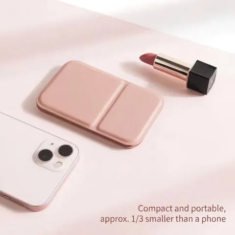 Portable Mini Makeup Mirror Foldable PU Leather Pocket Mirror For Women Student Dorm Desk Standing Compact Square Mirror