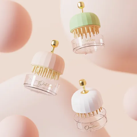 Manual Scalp Massage Brush Silicone Hair Washing Brush Refillable Shampoo Dispenser Wall Mounted Head Scrubber Bath Spa Tool