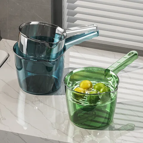 Cucharón de Agua Transparente Gran Capacidad Plástico Engrosado Mango Largo Cuchara de Agua Con Pico Para Cocina Baño Hogar Uso Diario