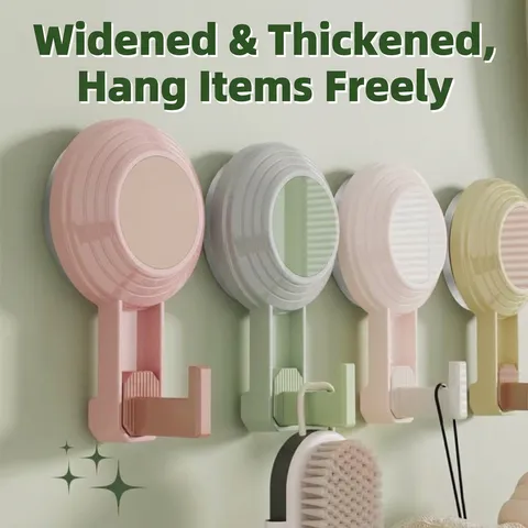 Strong Suction Cup Hook Heavy Duty Vacuum Wall Hanger For Bathroom Kitchen Dopamine Colors Plastic Hook No Drill Towel Hook Organizers