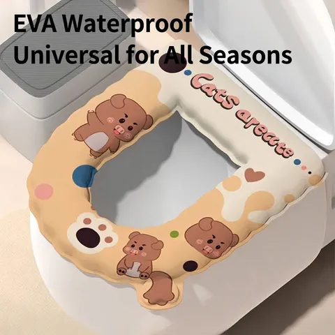 Waterproof EVA Toilet Seat Cover Cartoon Animal Print Four Seasons Universal Washable Bathroom Seat Pad For Everyday Use
