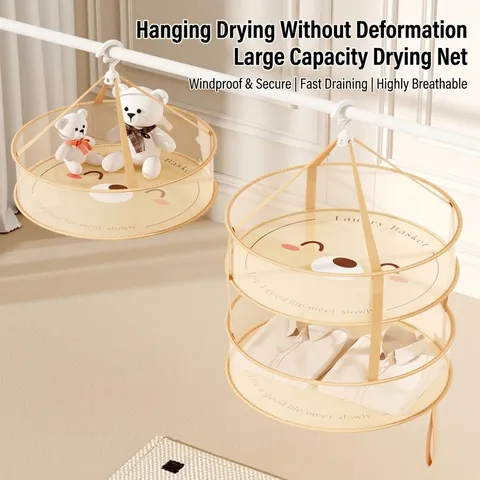 Foldable Hanging Drying Net Basket For Sweaters Underwear Socks Windproof Breathable Mesh Laundry Drying Rack Home Storage Organizer