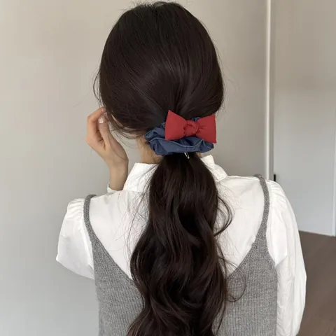 Cerchietto in Tessuto Denim Stile Coreano E Scrunchie Con Fiocco E Fermaglio a Banana Eleganti Accessori per Capelli da Donna