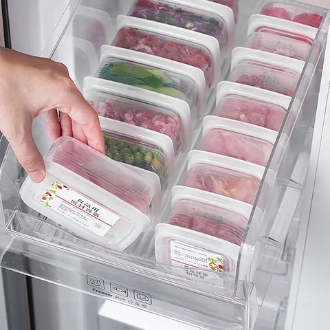 Lebensmittelechte Kühlschrank Aufbewahrungsbox Gefrierschrank Transparent Versiegelte Frischhaltebox Mikrowellengeeignet Kunststoff Fleisch Obst Box