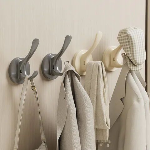 Modern Vacuum Suction Cup Hook For Wall Door Hanging Clothes Bag Hat Towel Punch-Free ABS Double Hook Storage Hanger