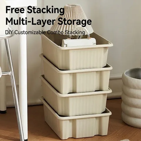 Stapelbare Milchkaffee Kunststoff Aufbewahrungsbox Vertikale Streifen Organizer Korb Für Snacks Lebensmittel Obst Haushalt Camping