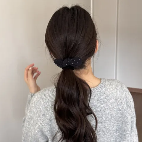 Koreaanse Stijl Haarelastiek met Stippen Konijnenoren Strik Zoete Florale Haarelastiekjes Elastische Ponytail Houder voor Dames