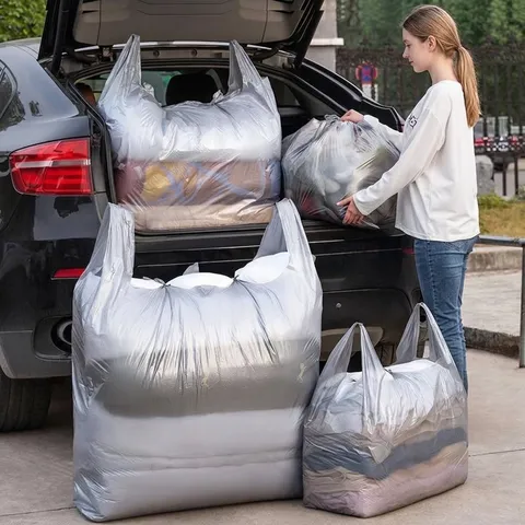 Large Capacity PE Moving Packing Bag Thickened Waterproof Dustproof Storage Bag For Clothes Quilts Home Organizer Set